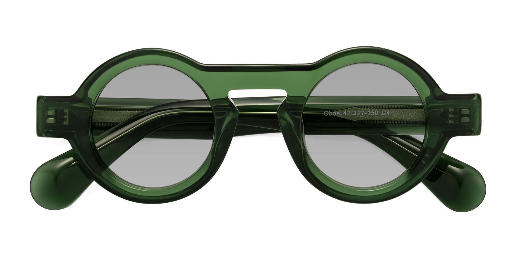 Folded Front of Oboe in Jade Green with Light Gray Tinted Lenses