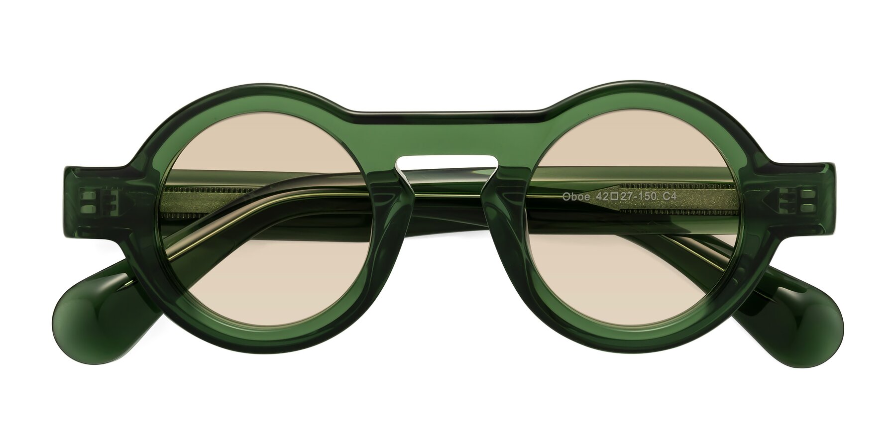 Folded Front of Oboe in Jade Green with Light Brown Tinted Lenses
