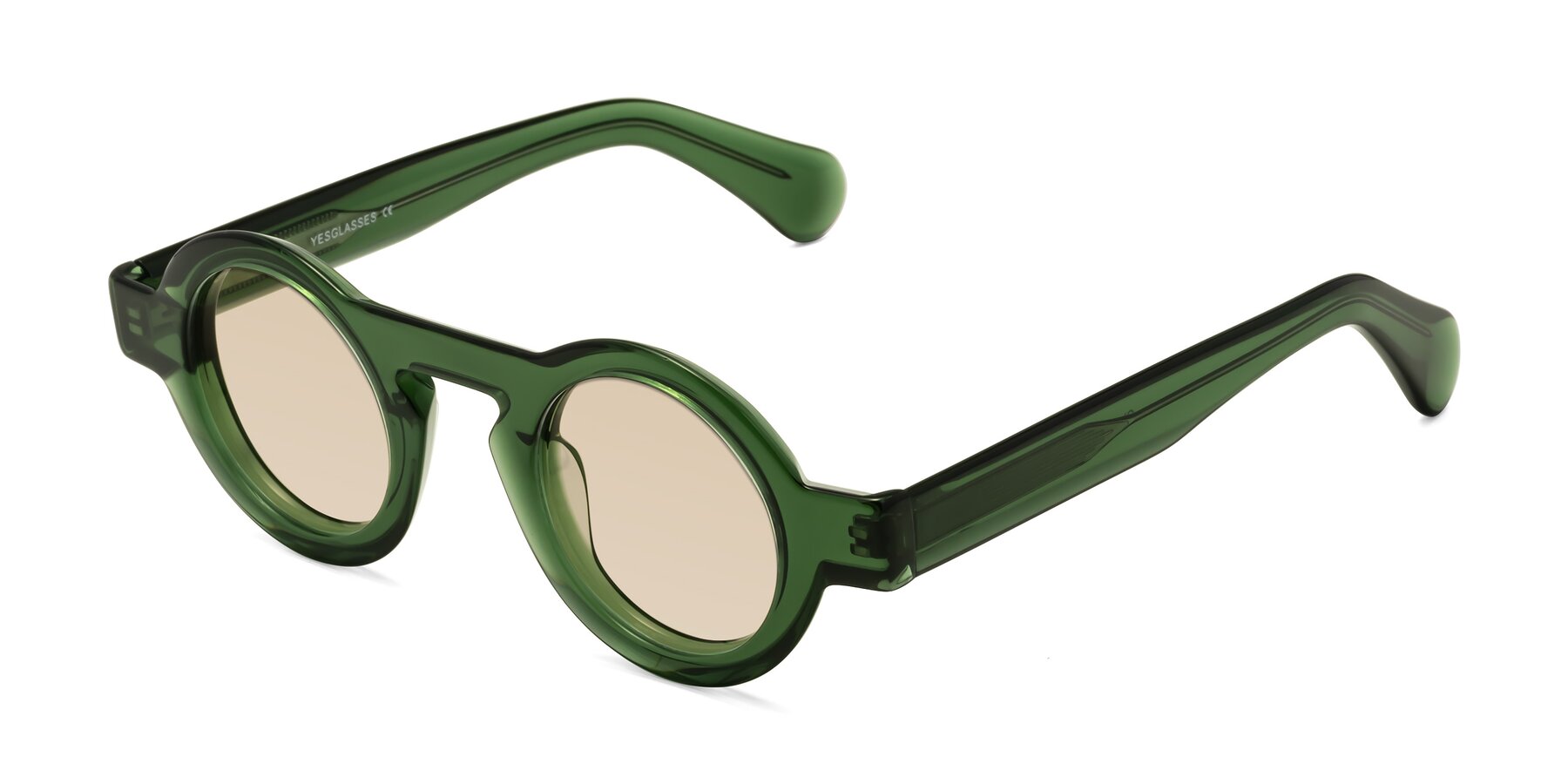 Angle of Oboe in Jade Green with Light Brown Tinted Lenses