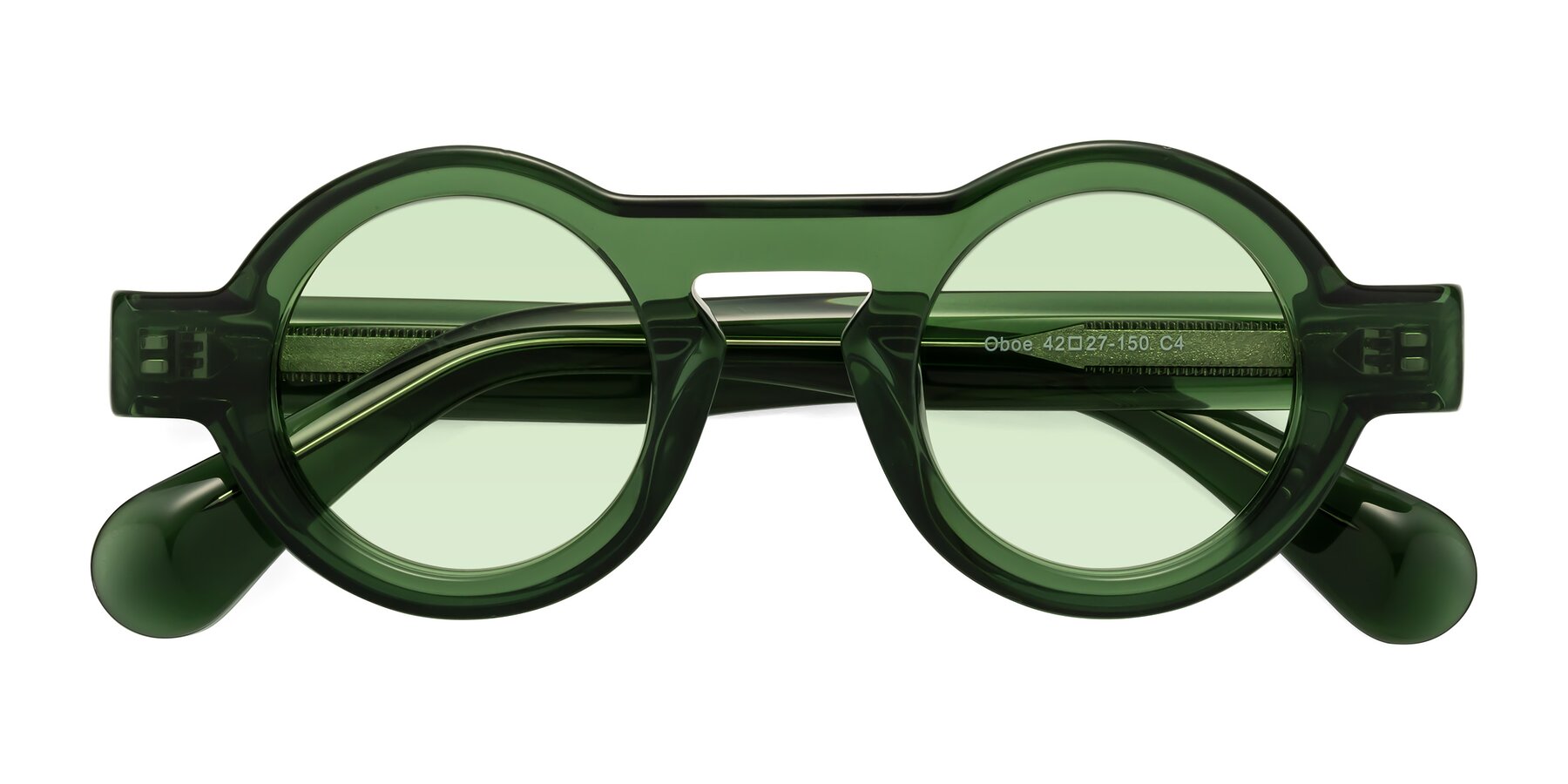 Folded Front of Oboe in Jade Green with Light Green Tinted Lenses