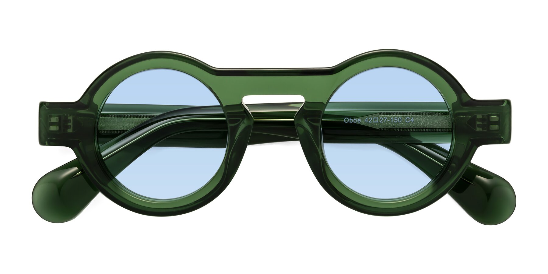 Folded Front of Oboe in Jade Green with Light Blue Tinted Lenses