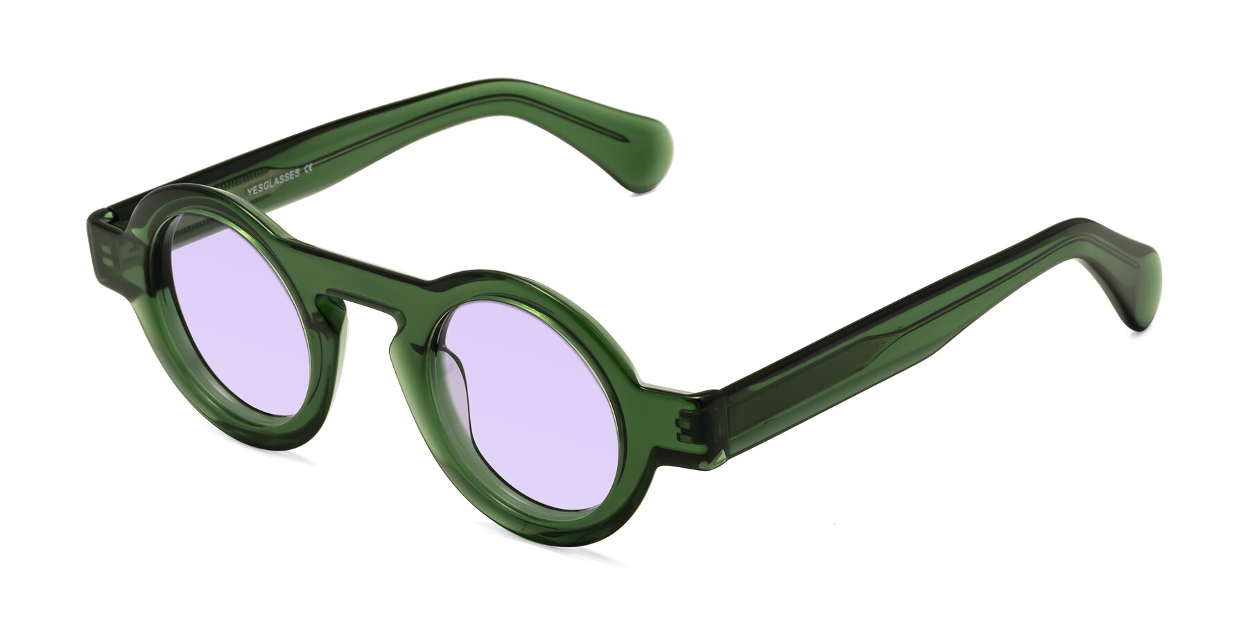 Angle of Oboe in Jade Green with Light Purple Tinted Lenses