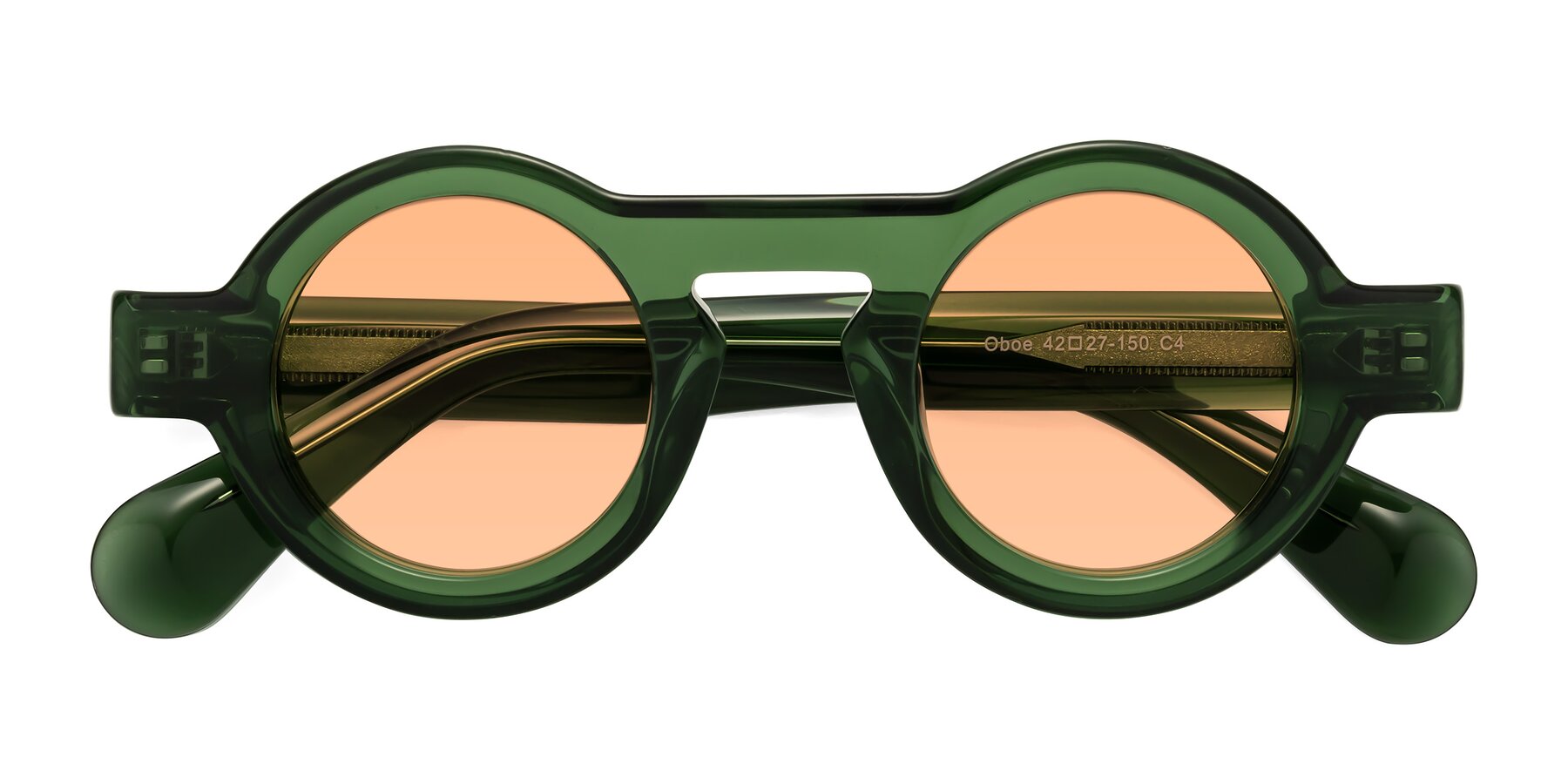 Folded Front of Oboe in Jade Green with Light Orange Tinted Lenses
