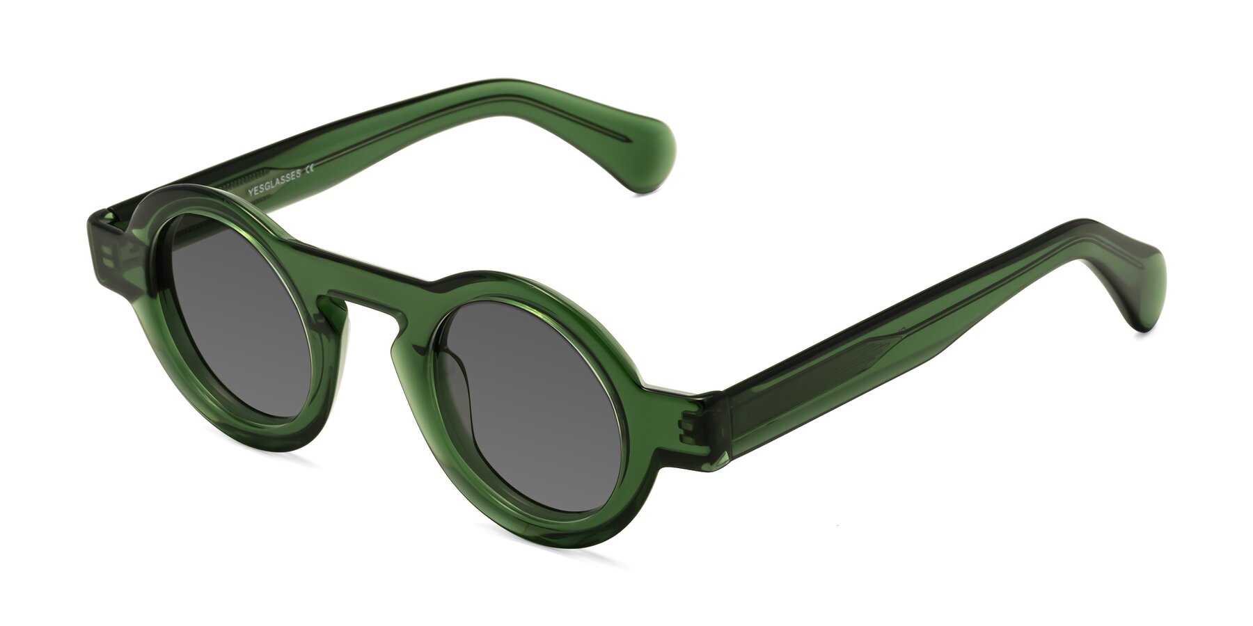 Angle of Oboe in Jade Green with Medium Gray Tinted Lenses