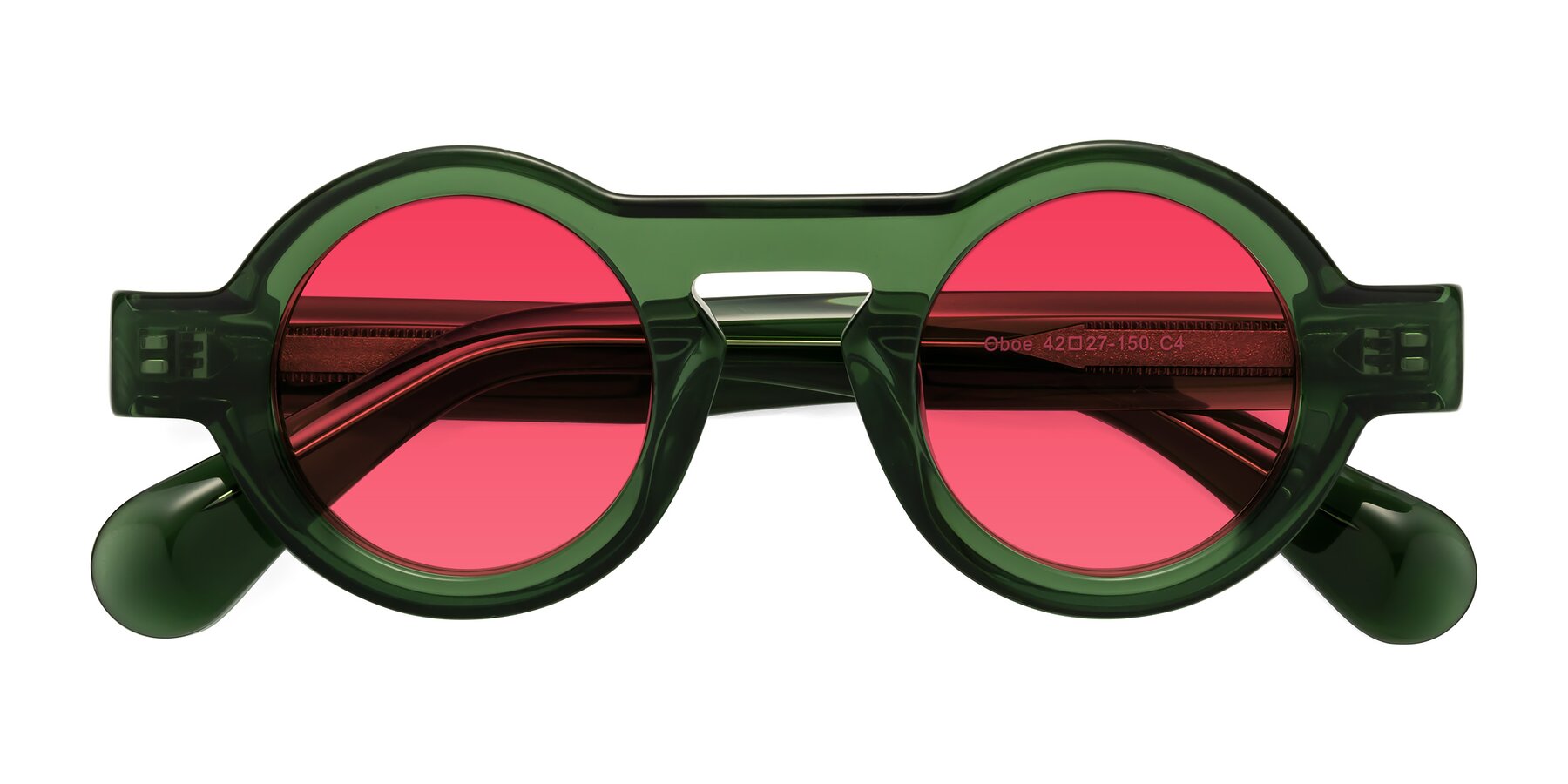 Folded Front of Oboe in Jade Green with Red Tinted Lenses