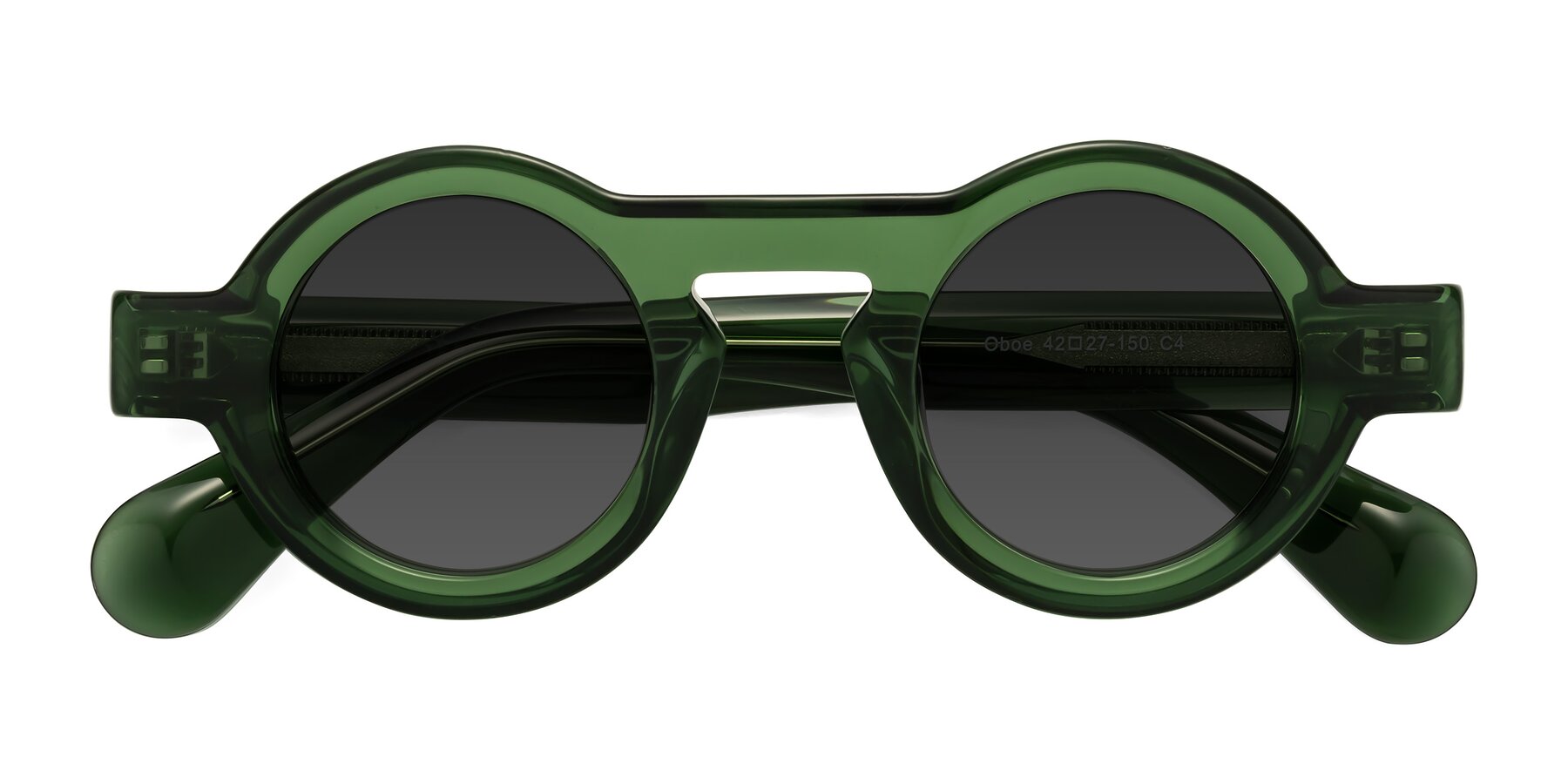Folded Front of Oboe in Jade Green with Gray Tinted Lenses