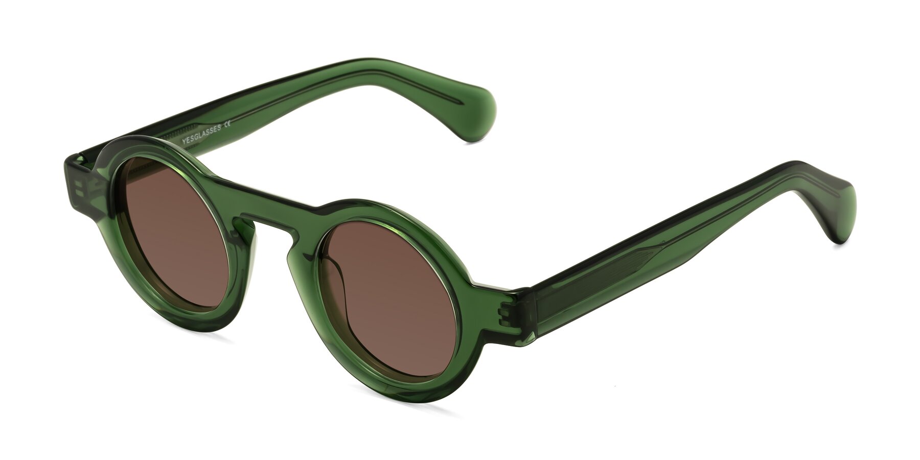 Angle of Oboe in Jade Green with Brown Tinted Lenses