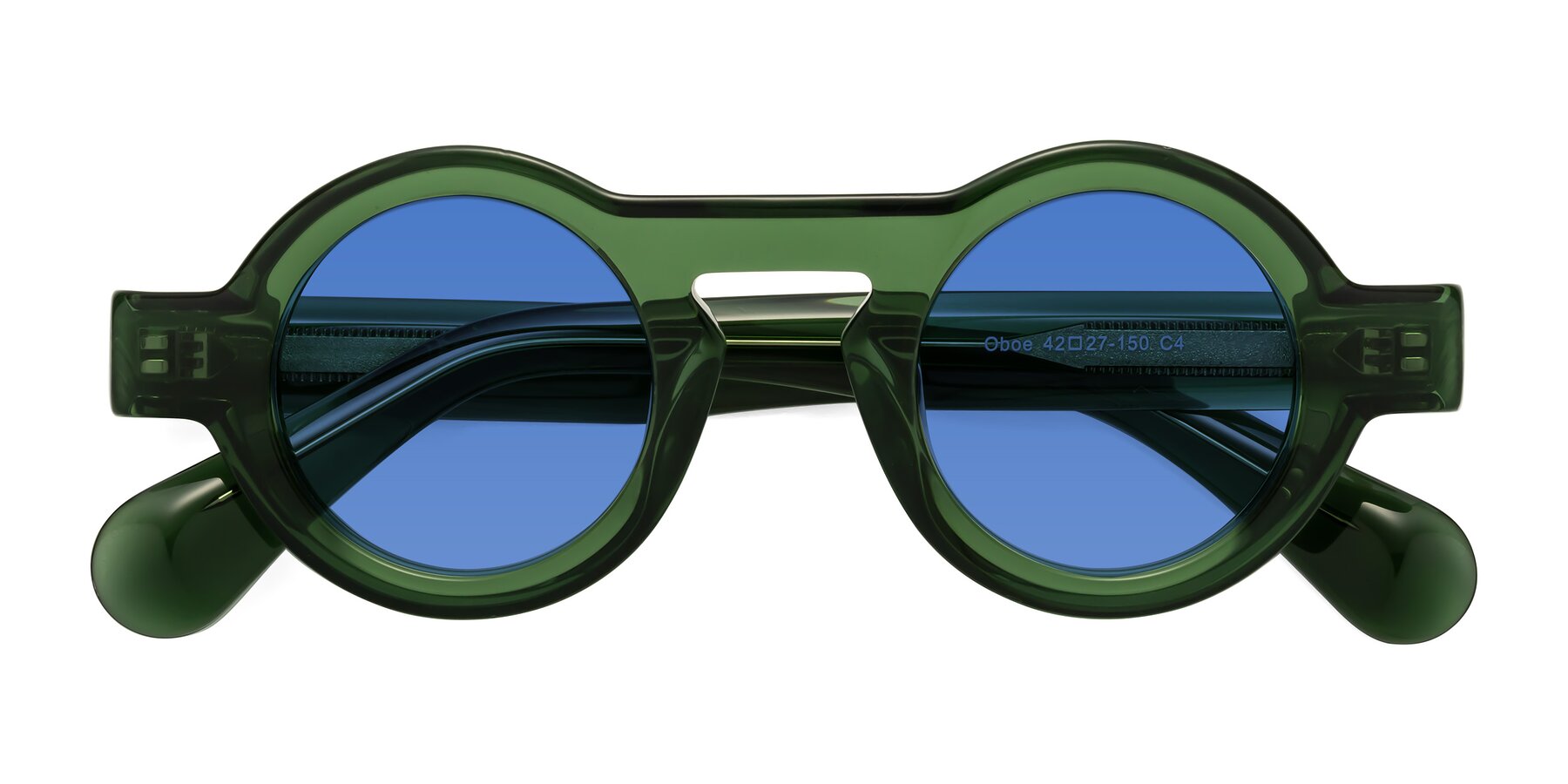 Folded Front of Oboe in Jade Green with Blue Tinted Lenses