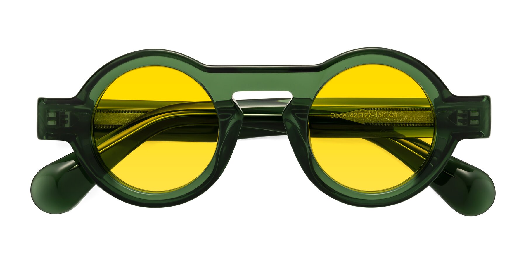 Folded Front of Oboe in Jade Green with Yellow Tinted Lenses