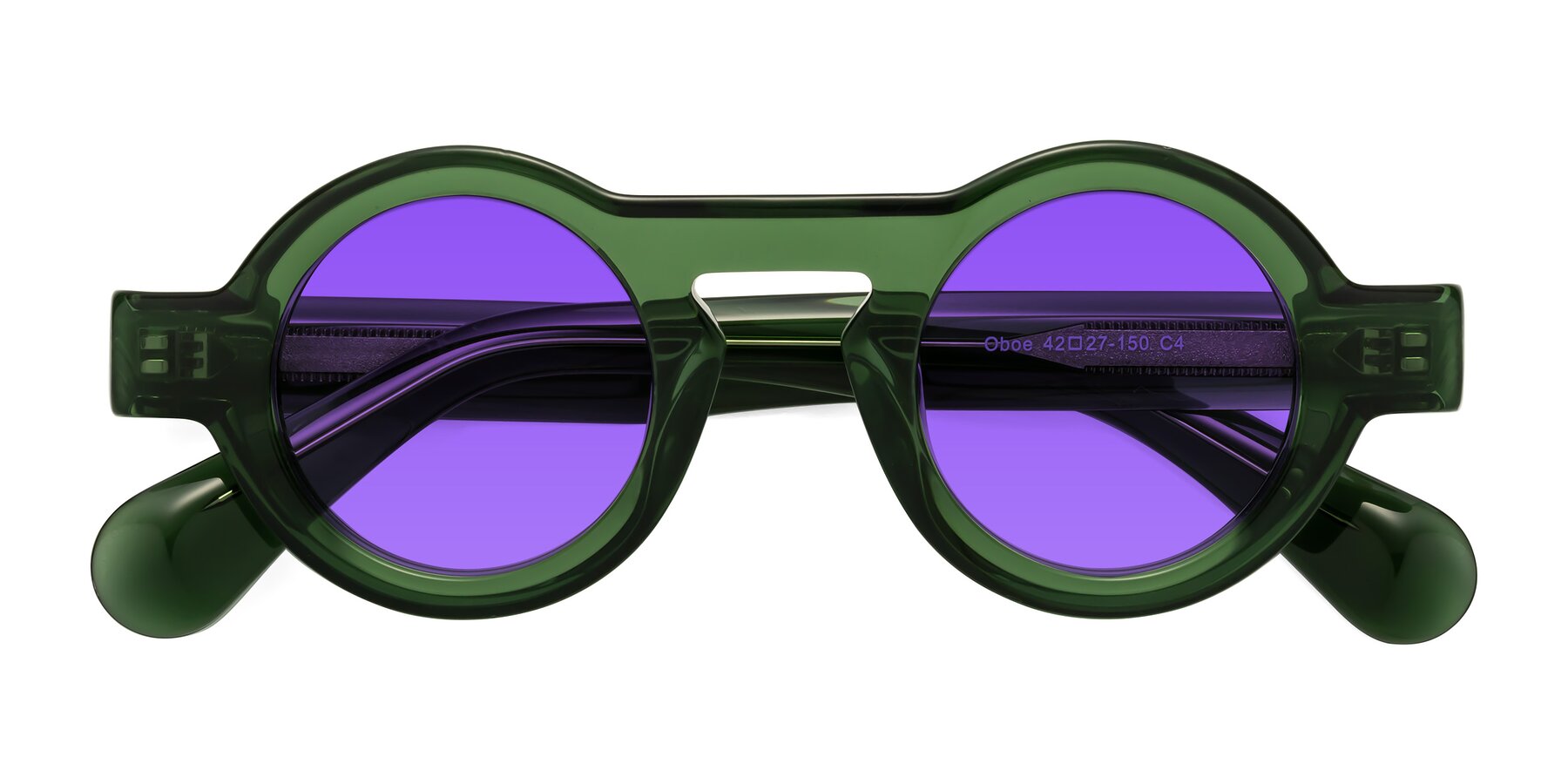 Folded Front of Oboe in Jade Green with Purple Tinted Lenses