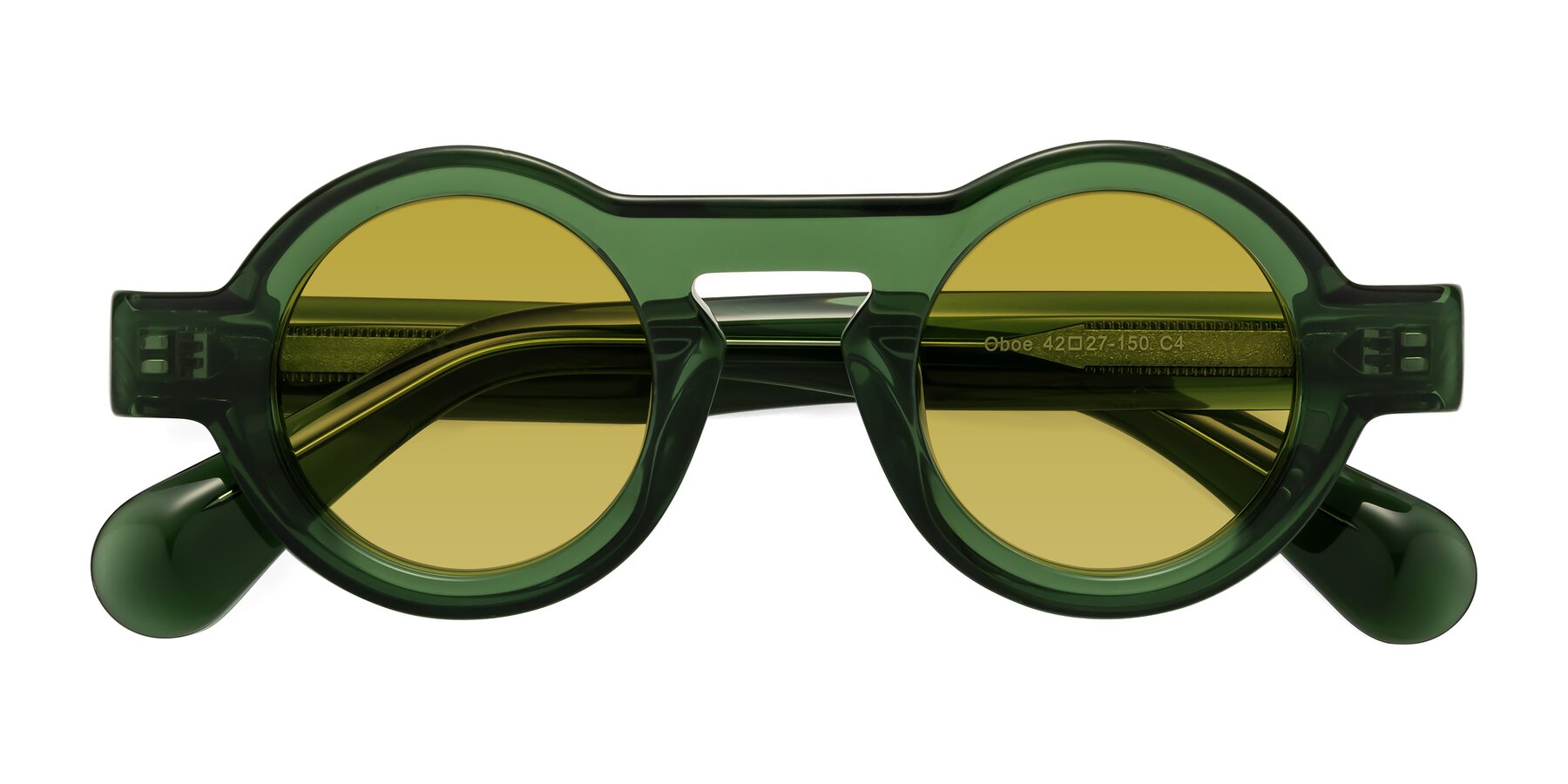 Folded Front of Oboe in Jade Green with Champagne Tinted Lenses