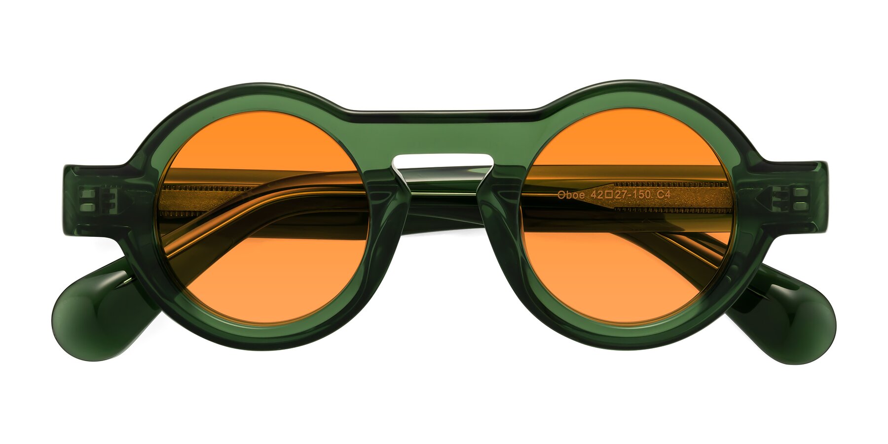 Folded Front of Oboe in Jade Green with Orange Tinted Lenses