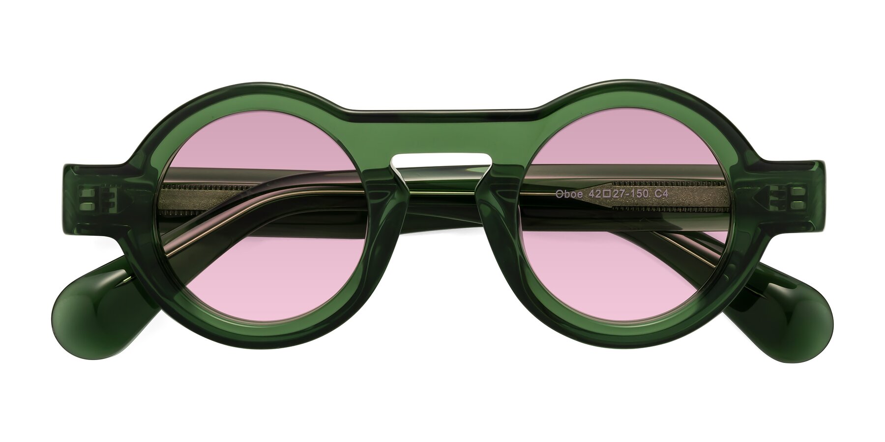 Folded Front of Oboe in Jade Green with Light Wine Tinted Lenses
