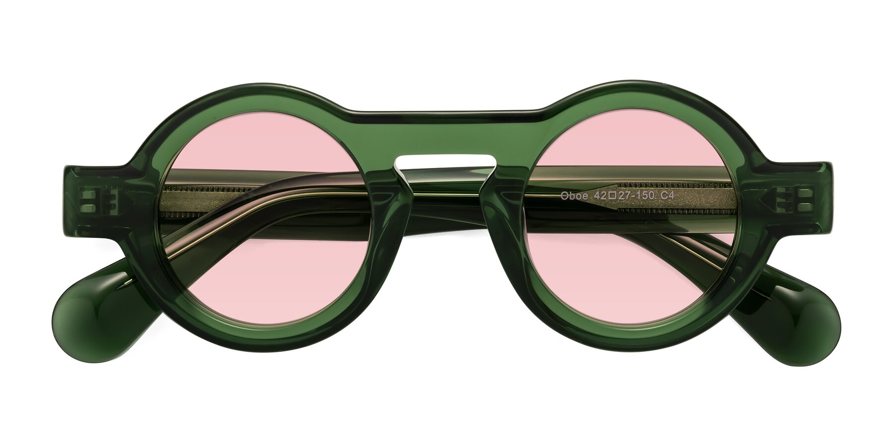 Folded Front of Oboe in Jade Green with Light Garnet Tinted Lenses