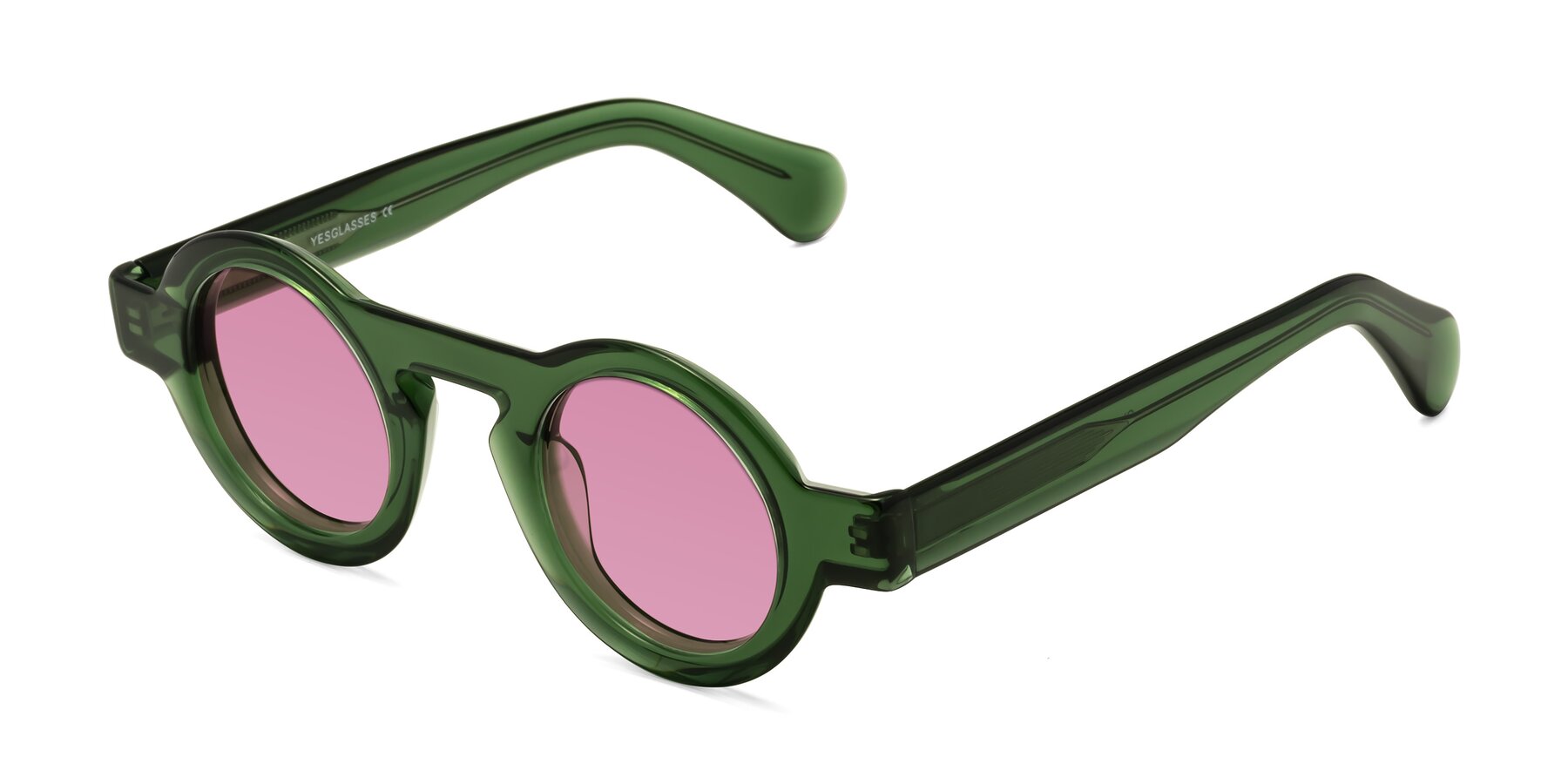 Angle of Oboe in Jade Green with Medium Wine Tinted Lenses