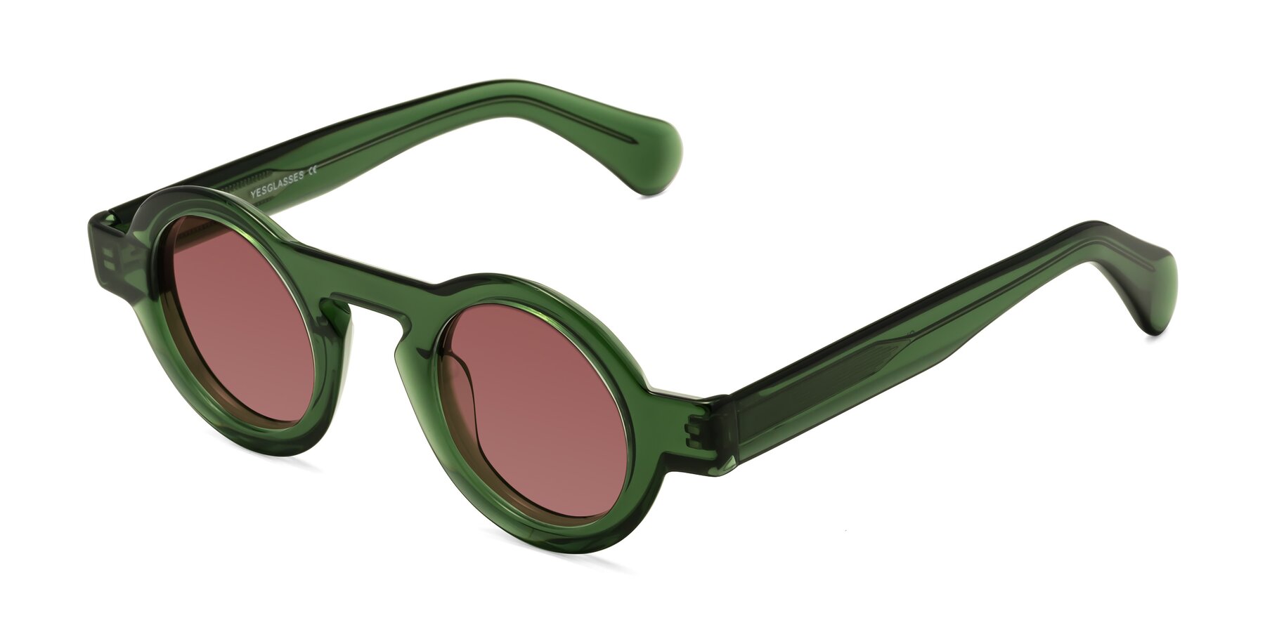 Angle of Oboe in Jade Green with Garnet Tinted Lenses