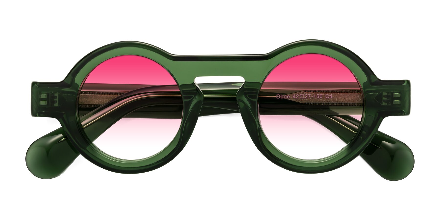 Folded Front of Oboe in Jade Green with Pink Gradient Lenses