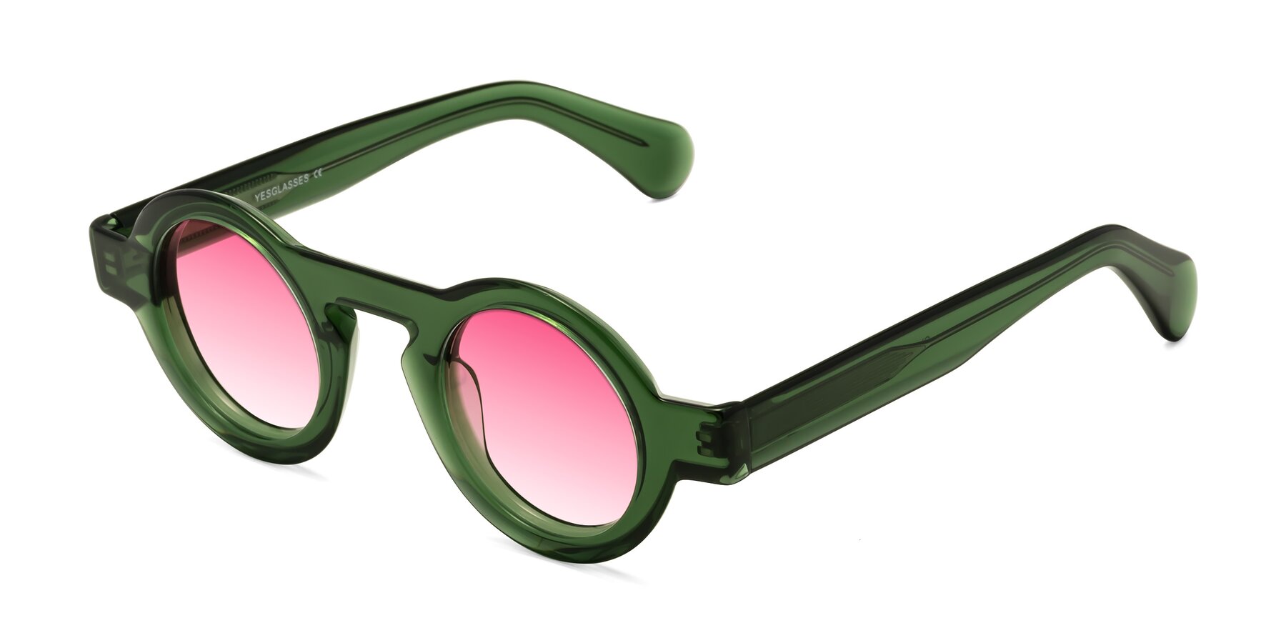 Angle of Oboe in Jade Green with Pink Gradient Lenses
