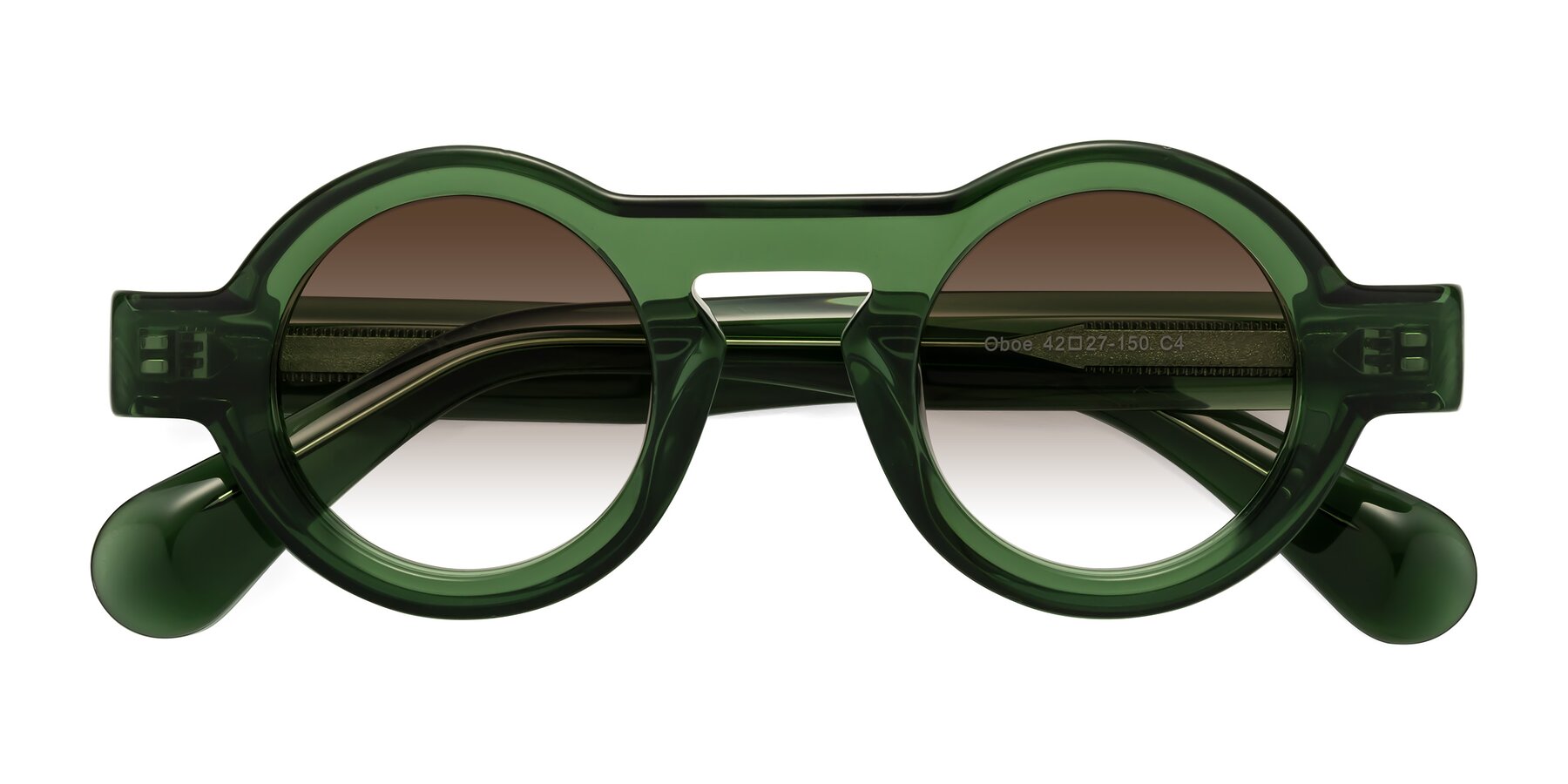 Folded Front of Oboe in Jade Green with Brown Gradient Lenses