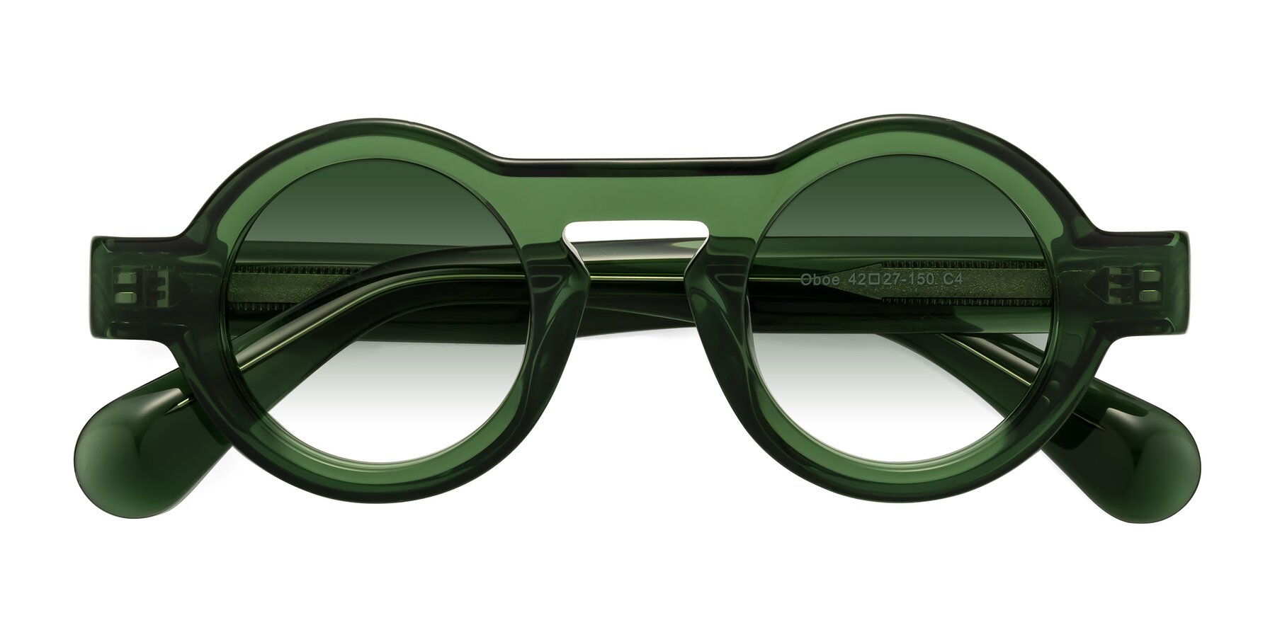 Folded Front of Oboe in Jade Green with Green Gradient Lenses