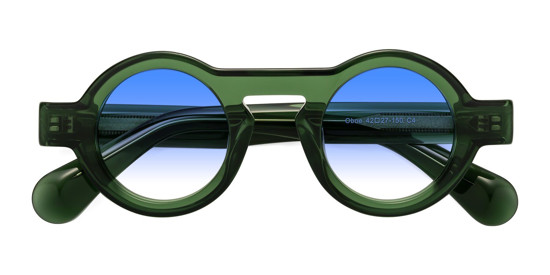 Folded Front of Oboe in Jade Green with Blue Gradient Lenses