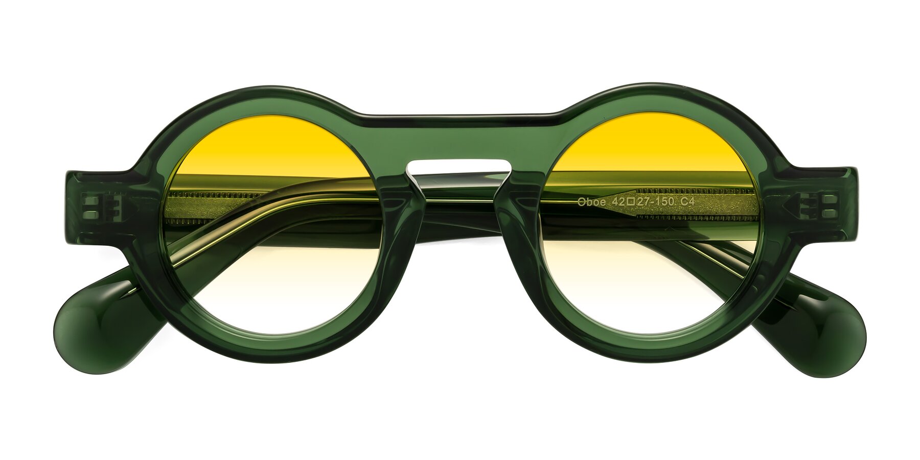 Folded Front of Oboe in Jade Green with Yellow Gradient Lenses