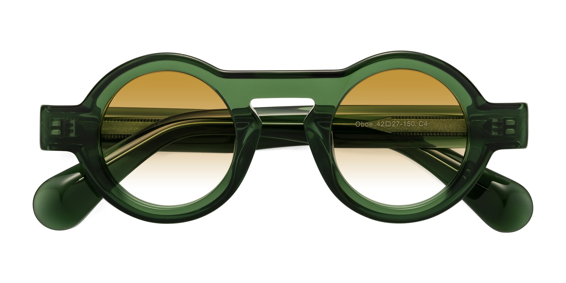 Folded Front of Oboe in Jade Green with Champagne Gradient Lenses