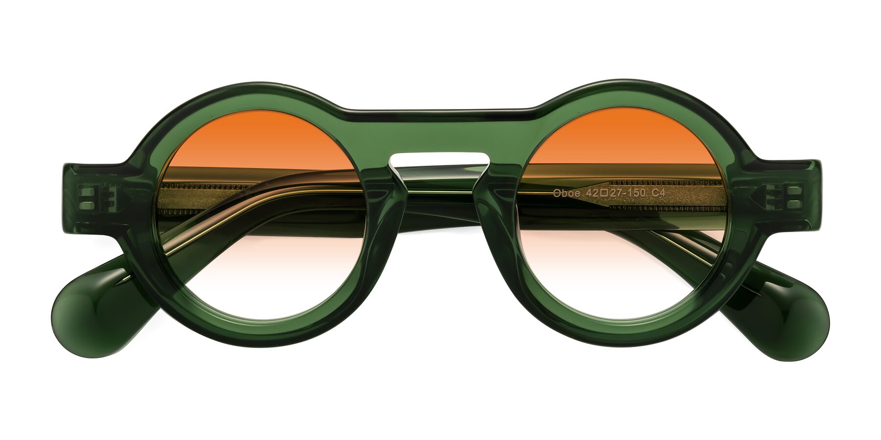 Folded Front of Oboe in Jade Green with Orange Gradient Lenses
