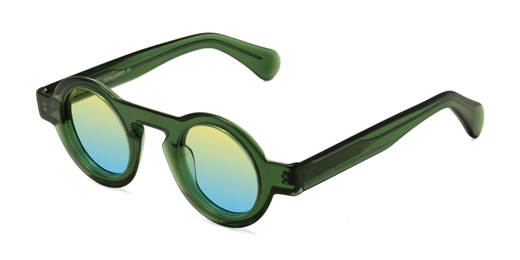 Angle of Oboe in Jade Green with Yellow / Blue Gradient Lenses
