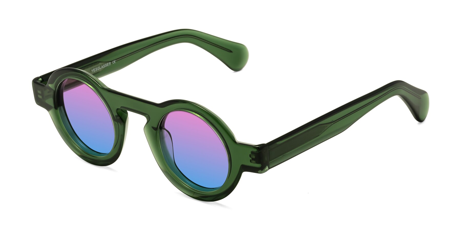 Angle of Oboe in Jade Green with Pink / Blue Gradient Lenses