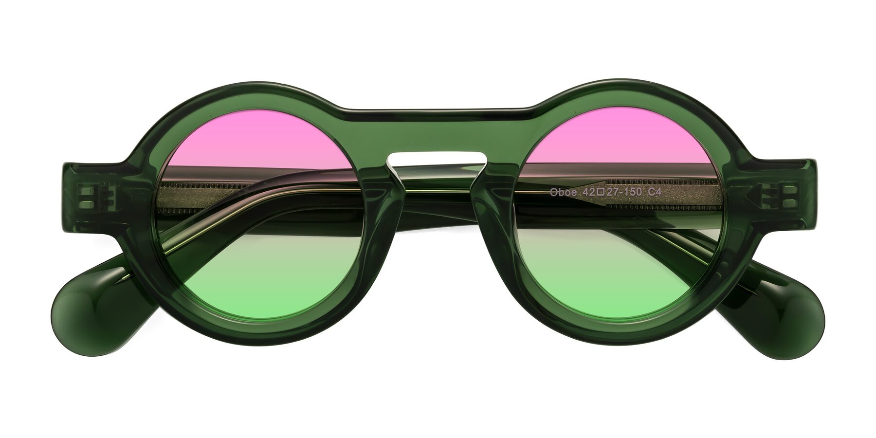 Folded Front of Oboe in Jade Green with Pink / Green Gradient Lenses
