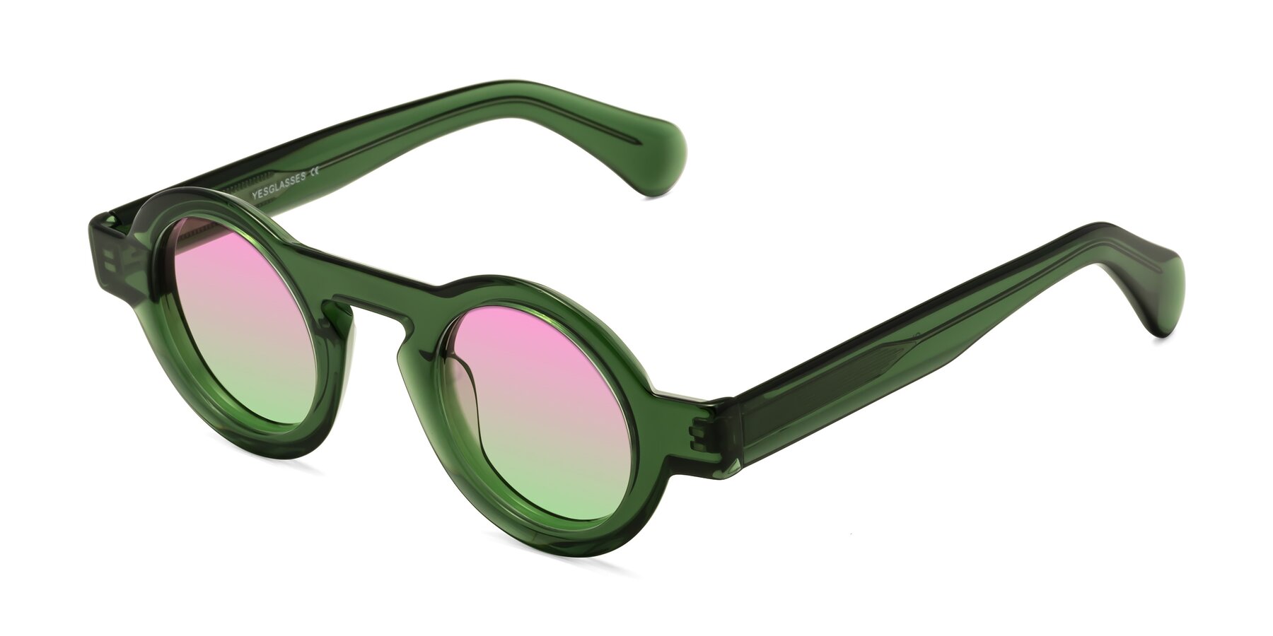 Angle of Oboe in Jade Green with Pink / Green Gradient Lenses