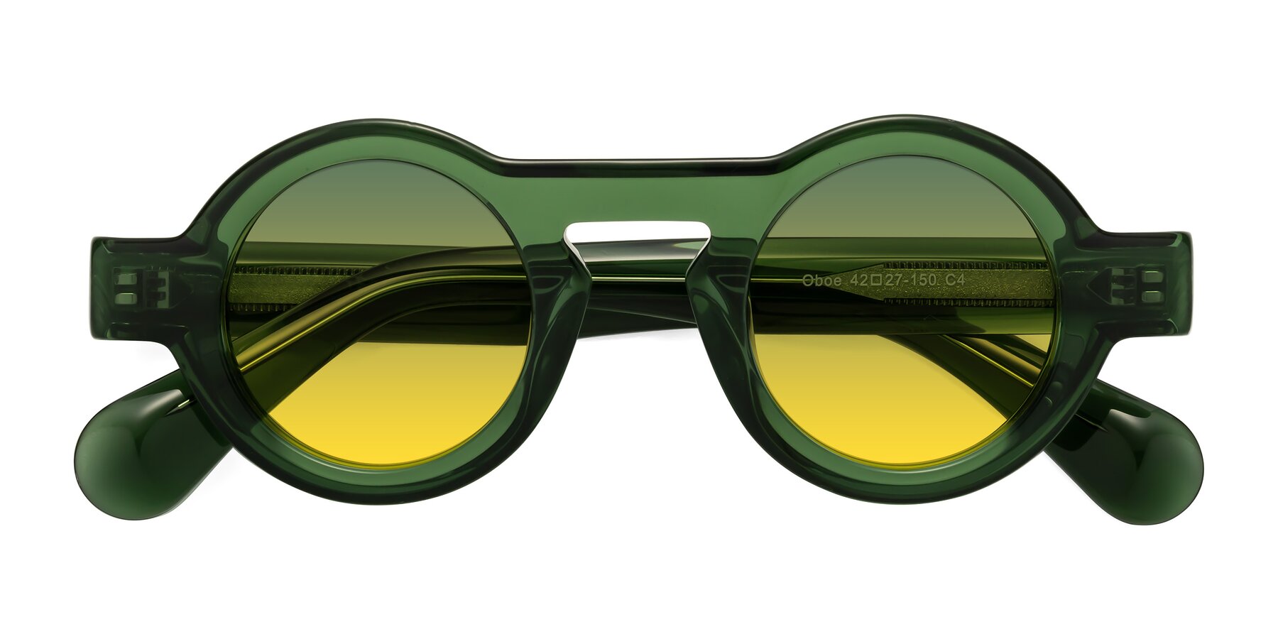 Folded Front of Oboe in Jade Green with Green / Yellow Gradient Lenses