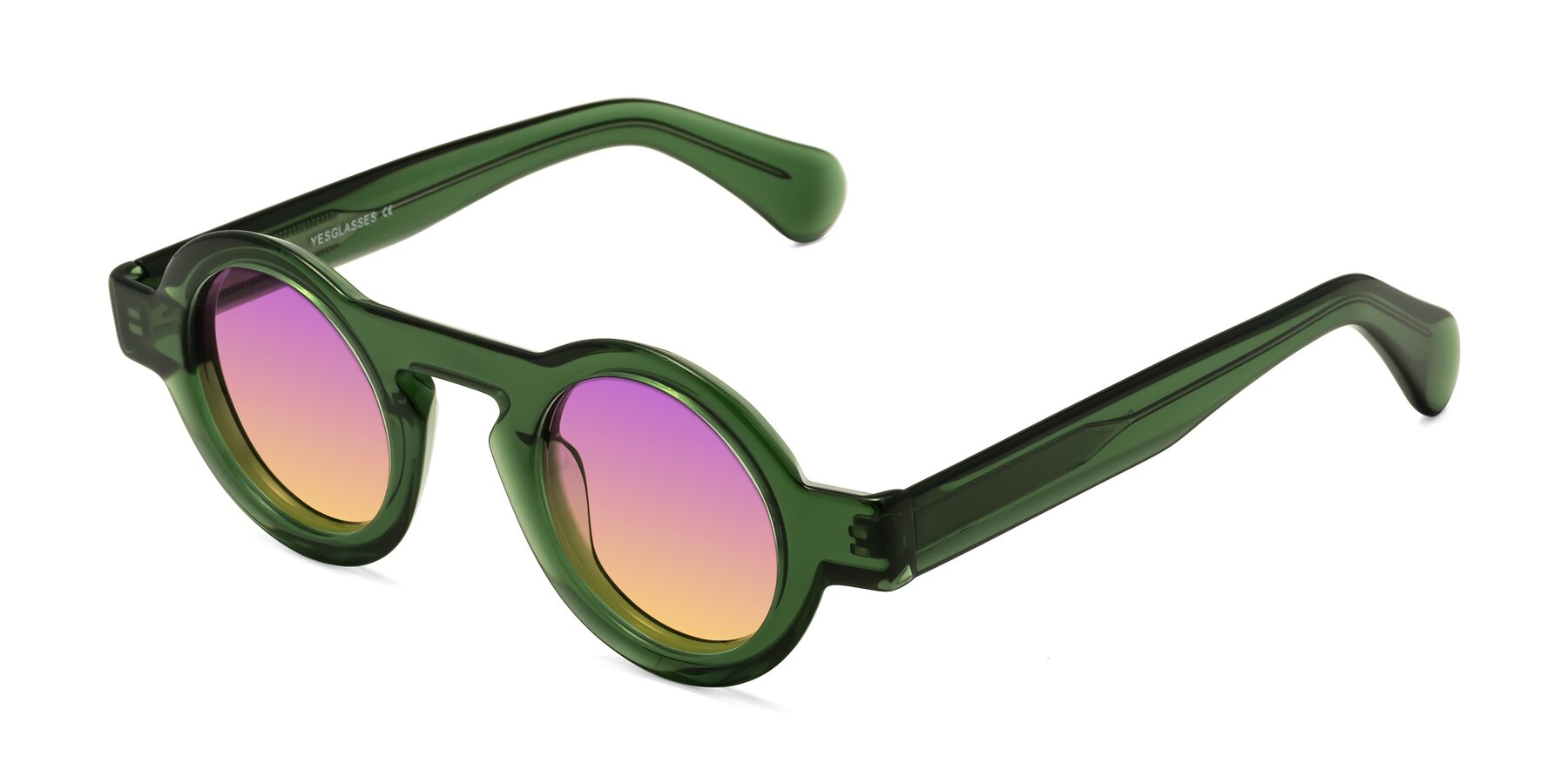 Angle of Oboe in Jade Green with Purple / Yellow Gradient Lenses