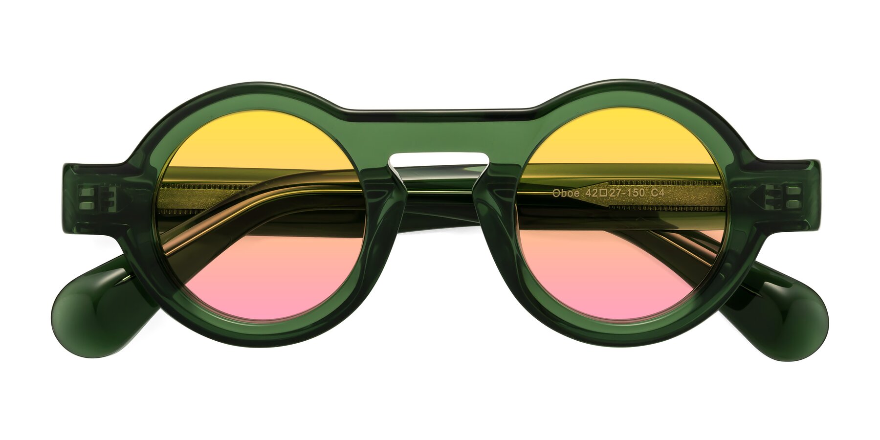 Folded Front of Oboe in Jade Green with Yellow / Pink Gradient Lenses