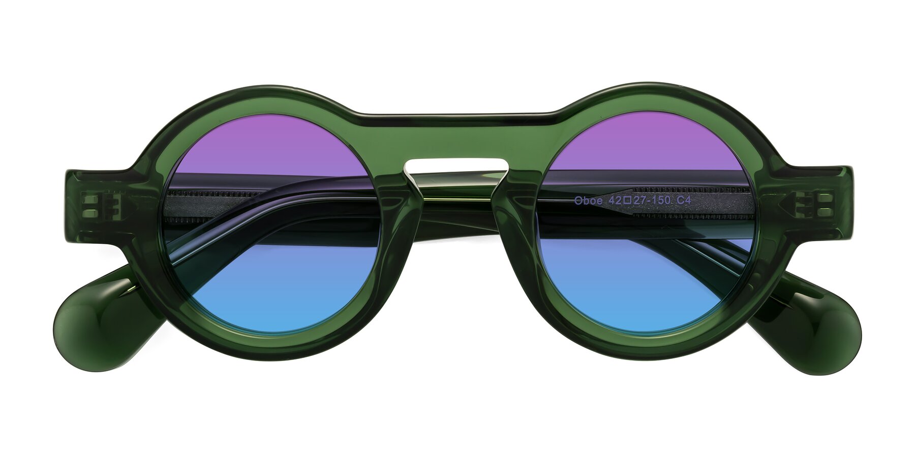 Folded Front of Oboe in Jade Green with Purple / Blue Gradient Lenses