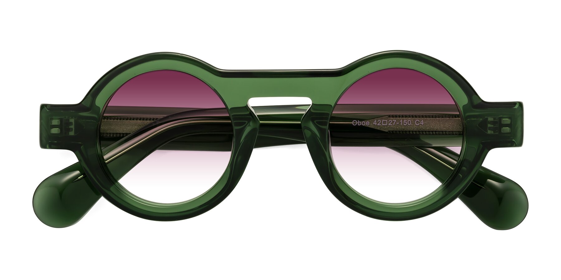 Folded Front of Oboe in Jade Green with Wine Gradient Lenses