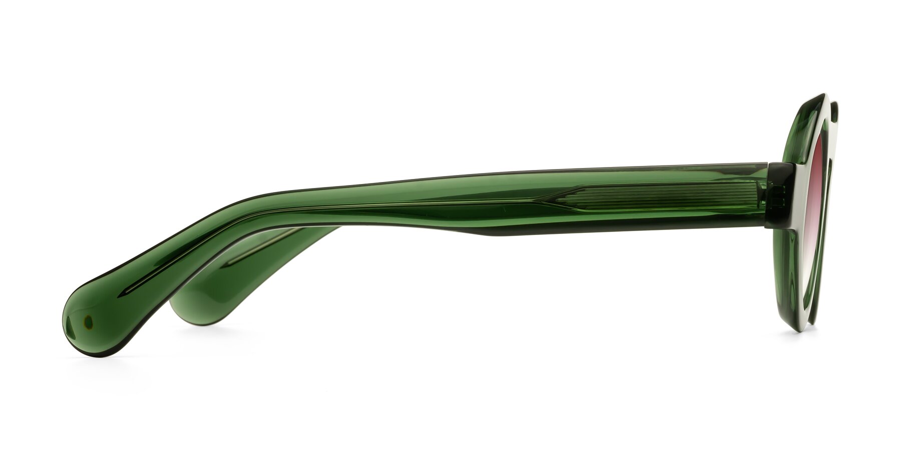 Side of Oboe in Jade Green with Garnet Gradient Lenses