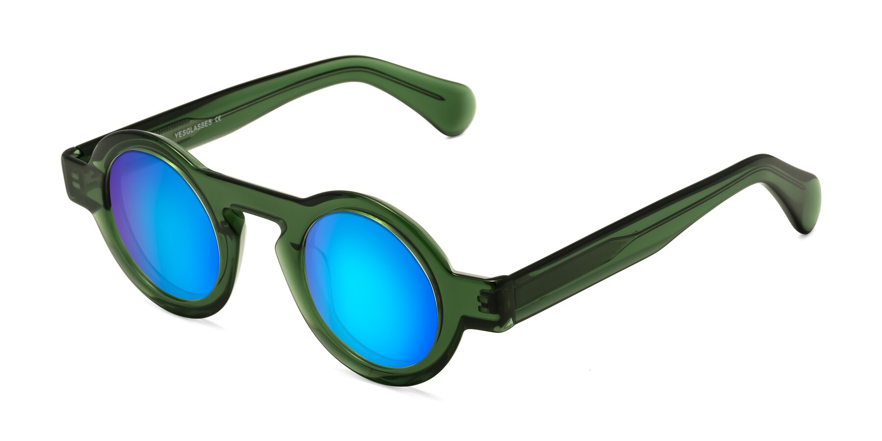 Angle of Oboe in Jade Green with Blue Mirrored Lenses