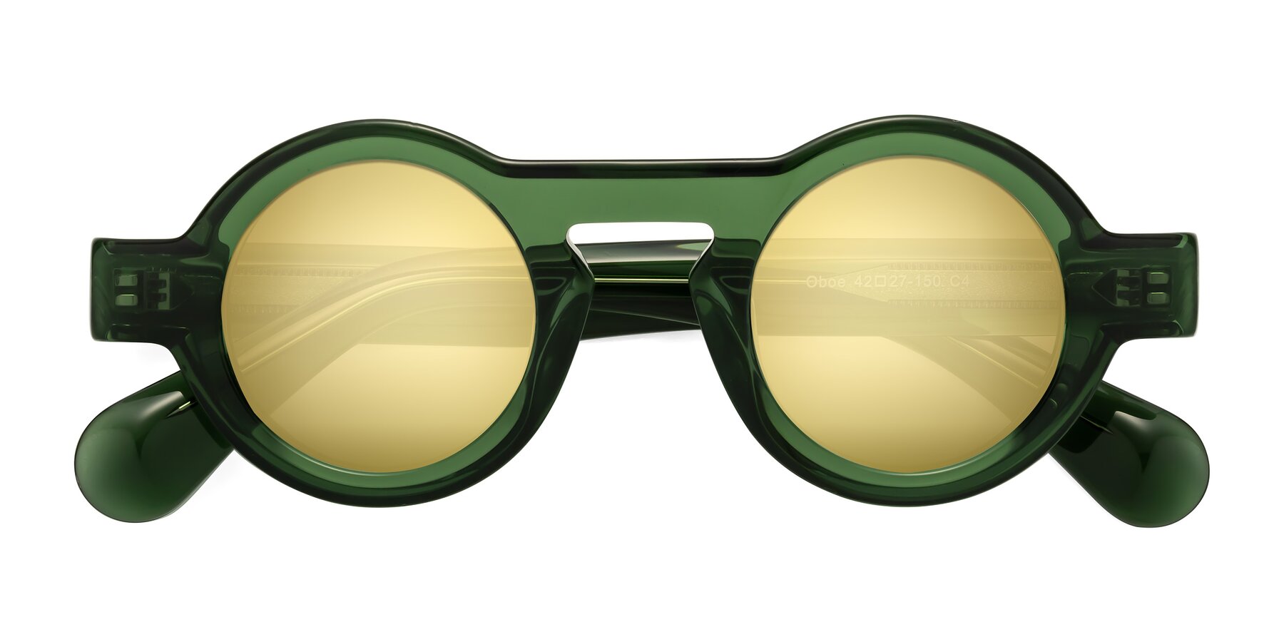 Folded Front of Oboe in Jade Green with Gold Mirrored Lenses