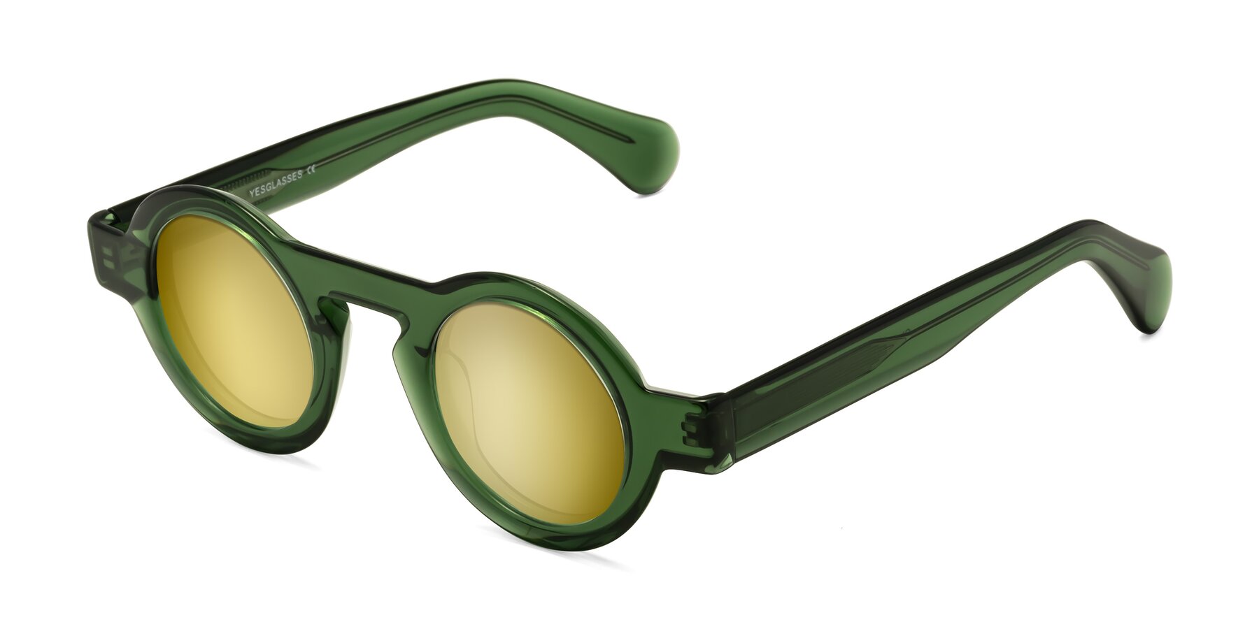 Angle of Oboe in Jade Green with Gold Mirrored Lenses
