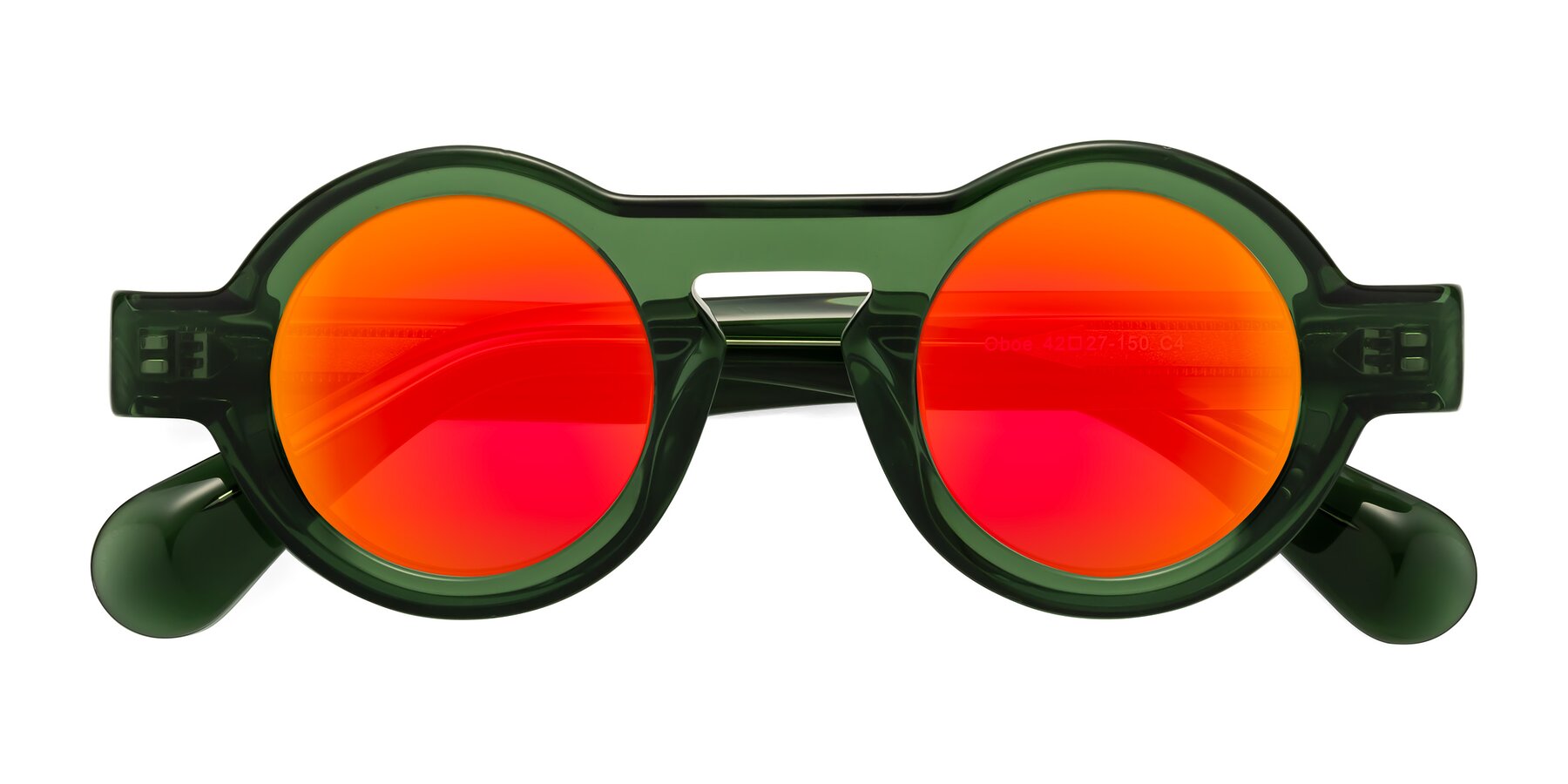 Folded Front of Oboe in Jade Green with Red Gold Mirrored Lenses