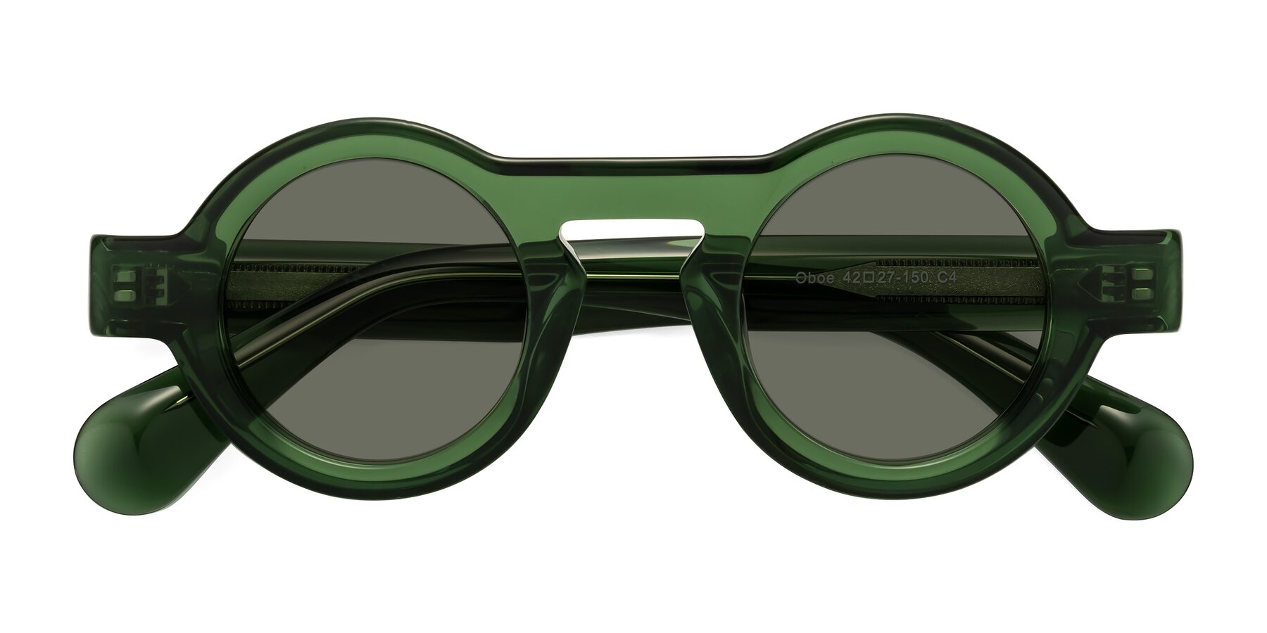 Folded Front of Oboe in Jade Green with Gray Polarized Lenses