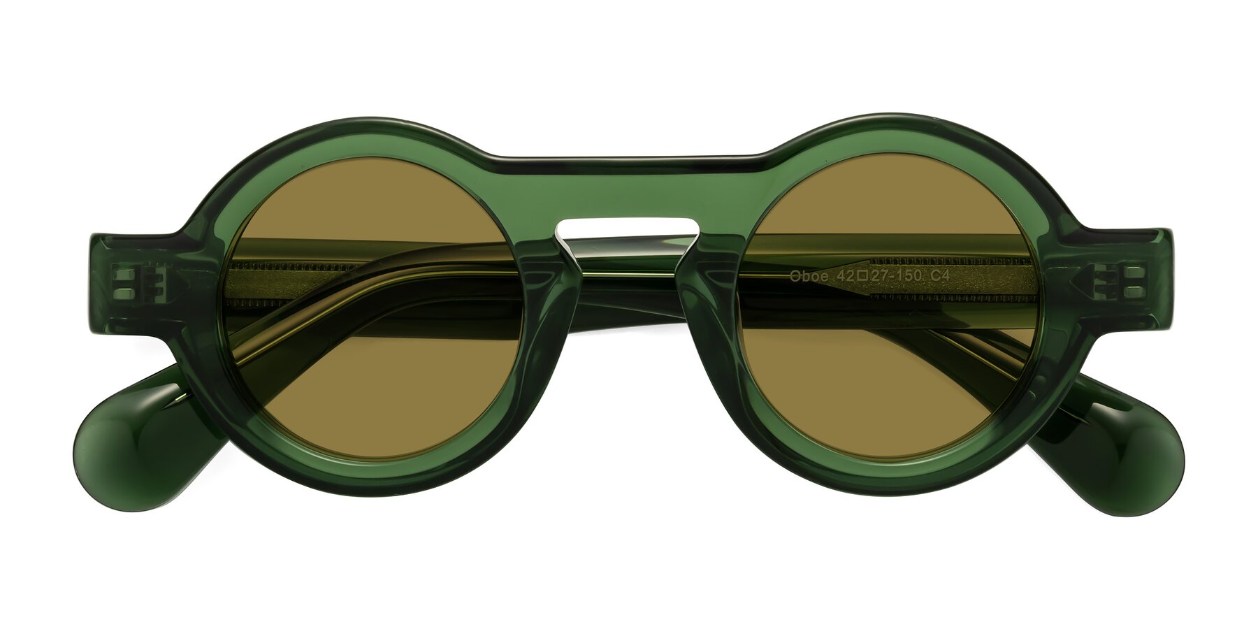 Folded Front of Oboe in Jade Green with Brown Polarized Lenses