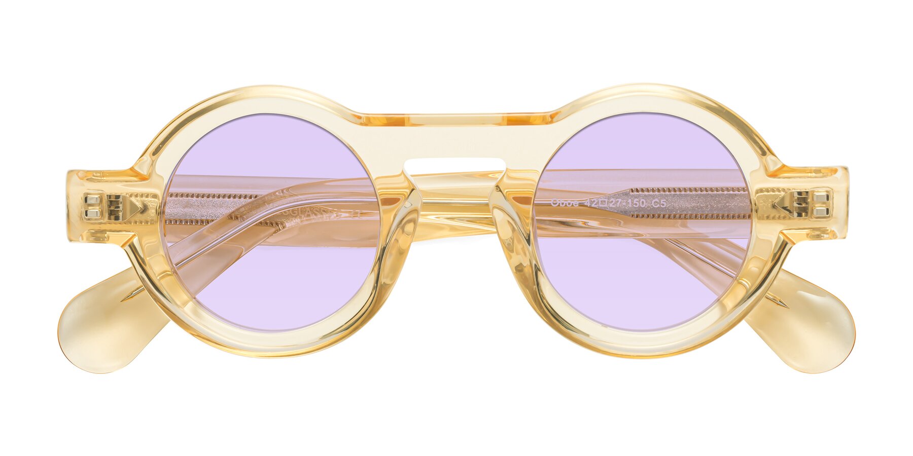 Folded Front of Oboe in Champagne with Light Purple Tinted Lenses