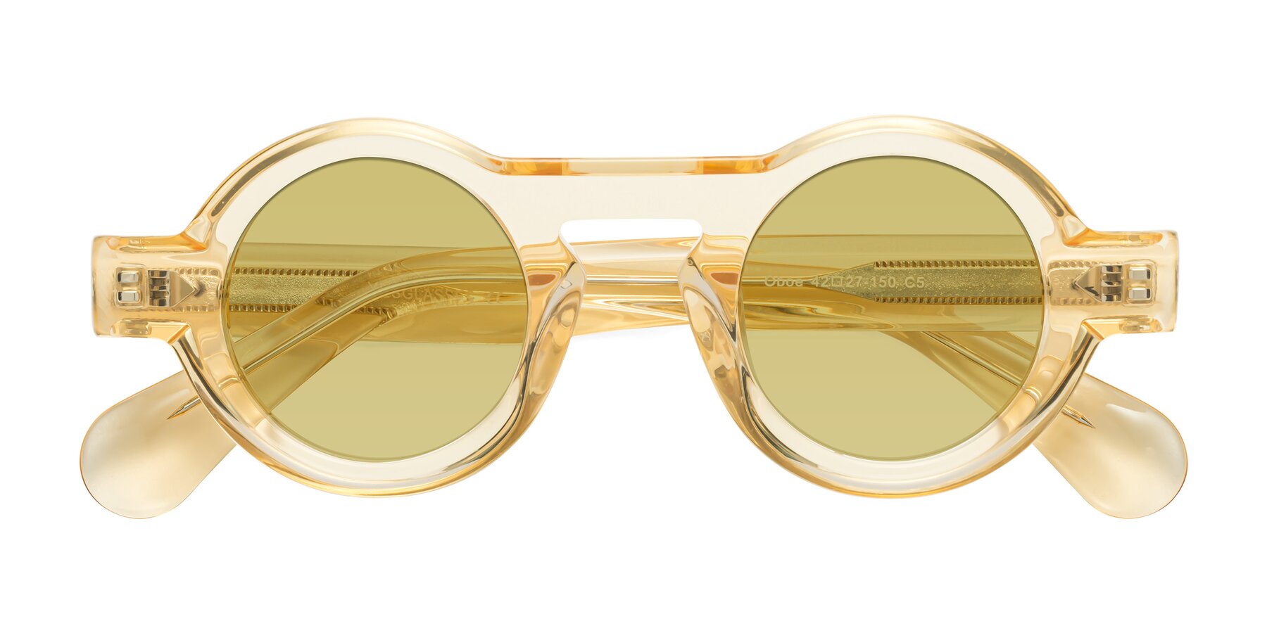 Folded Front of Oboe in Champagne with Medium Champagne Tinted Lenses