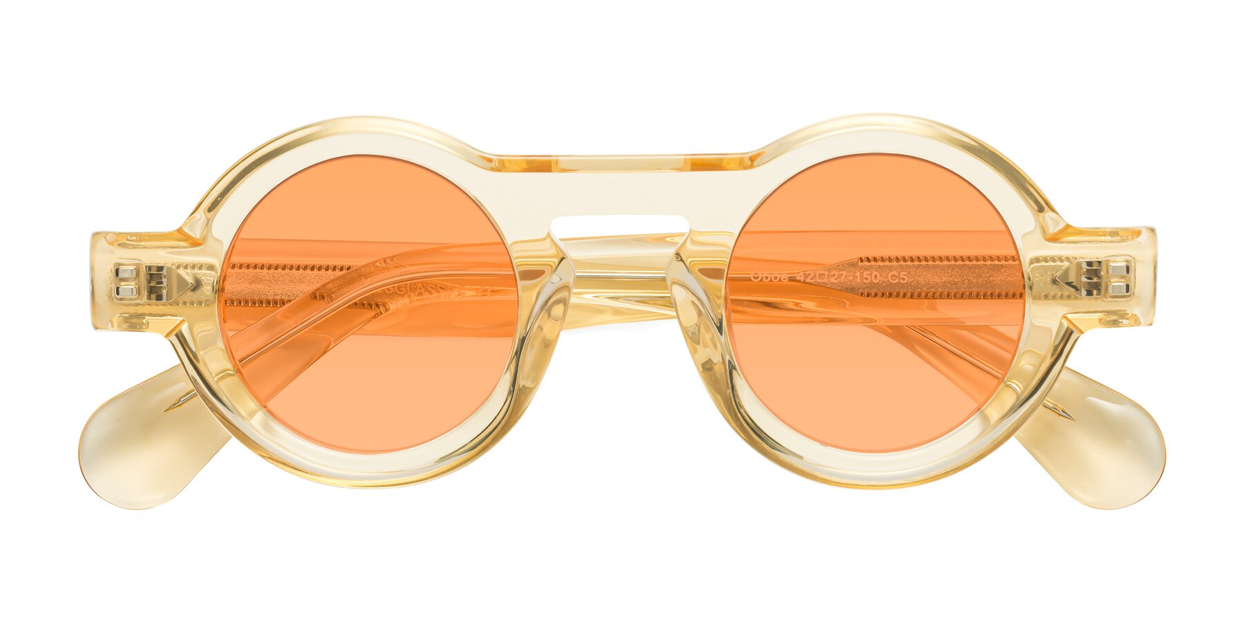 Folded Front of Oboe in Champagne with Medium Orange Tinted Lenses