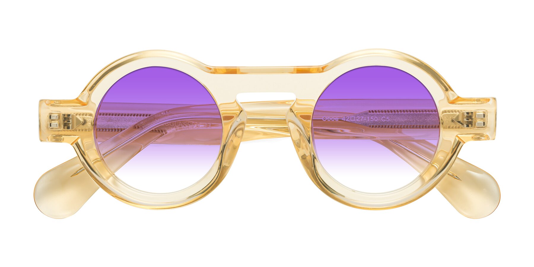 Folded Front of Oboe in Champagne with Purple Gradient Lenses