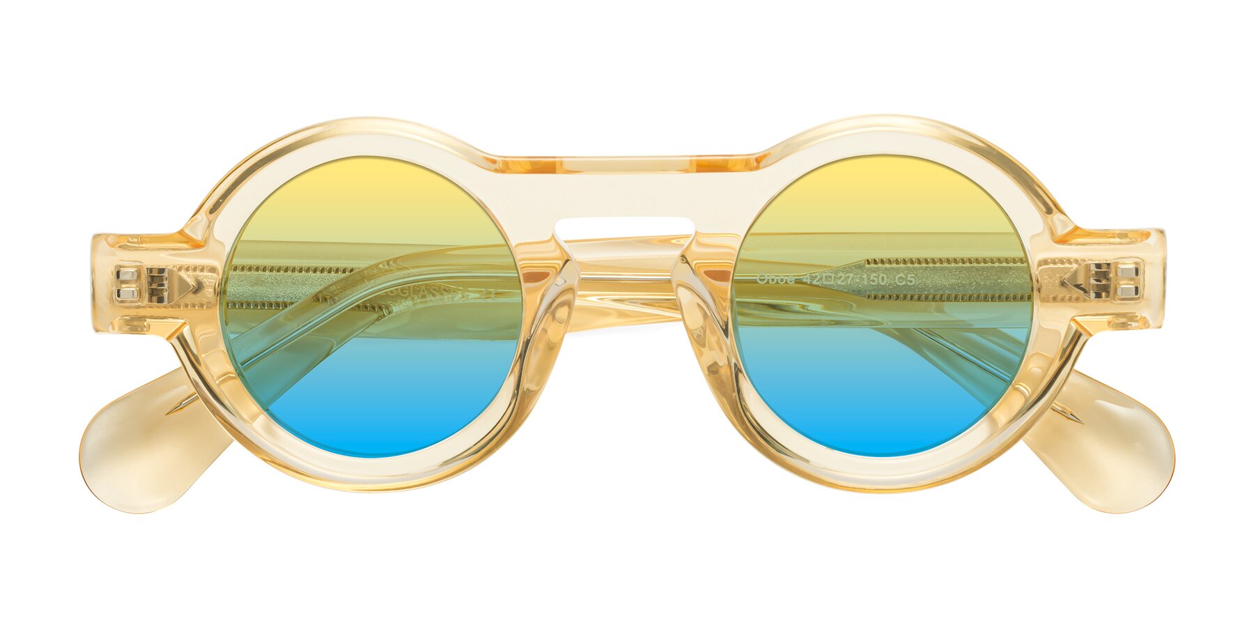 Folded Front of Oboe in Champagne with Yellow / Blue Gradient Lenses