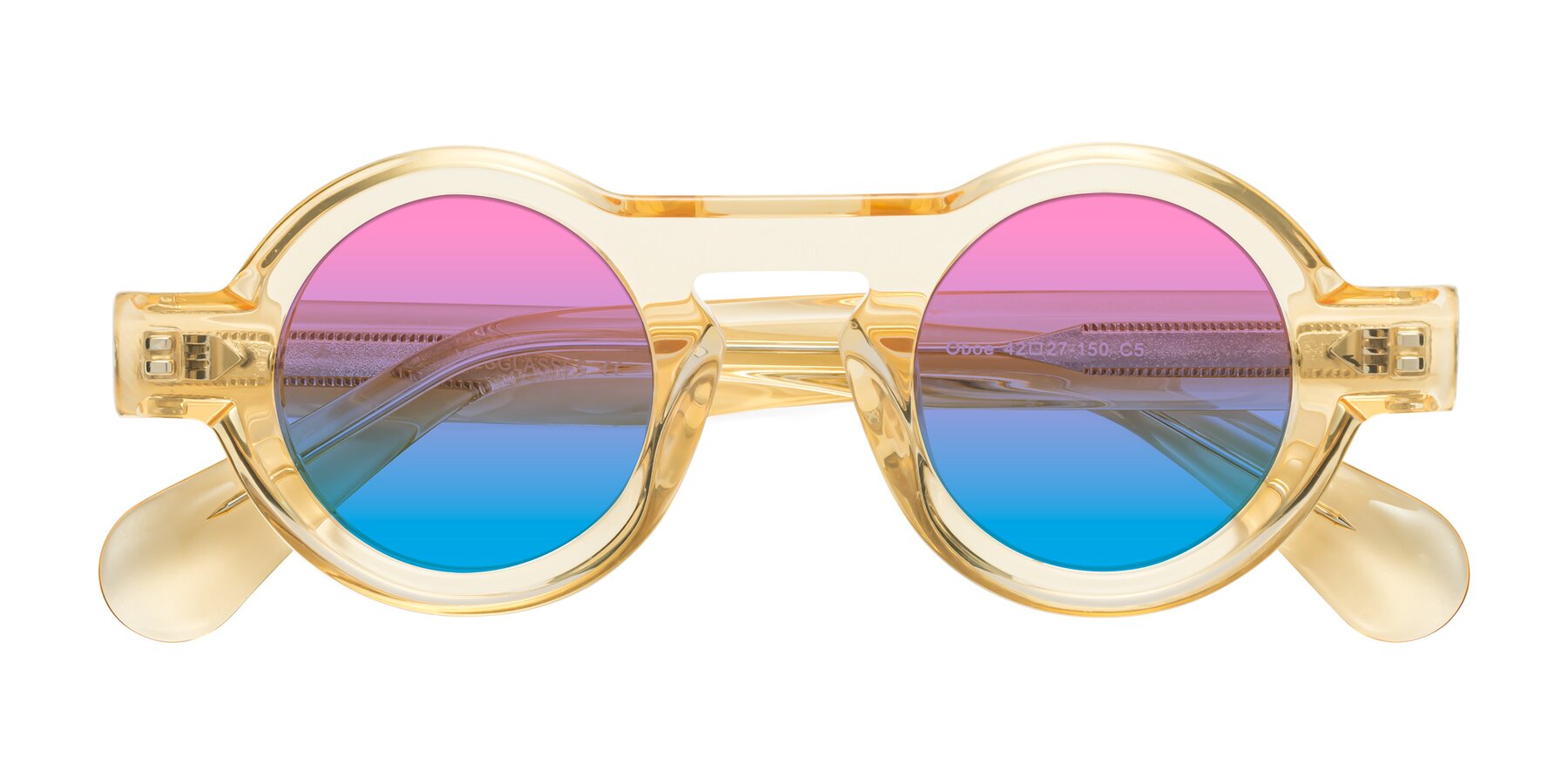 Folded Front of Oboe in Champagne with Pink / Blue Gradient Lenses